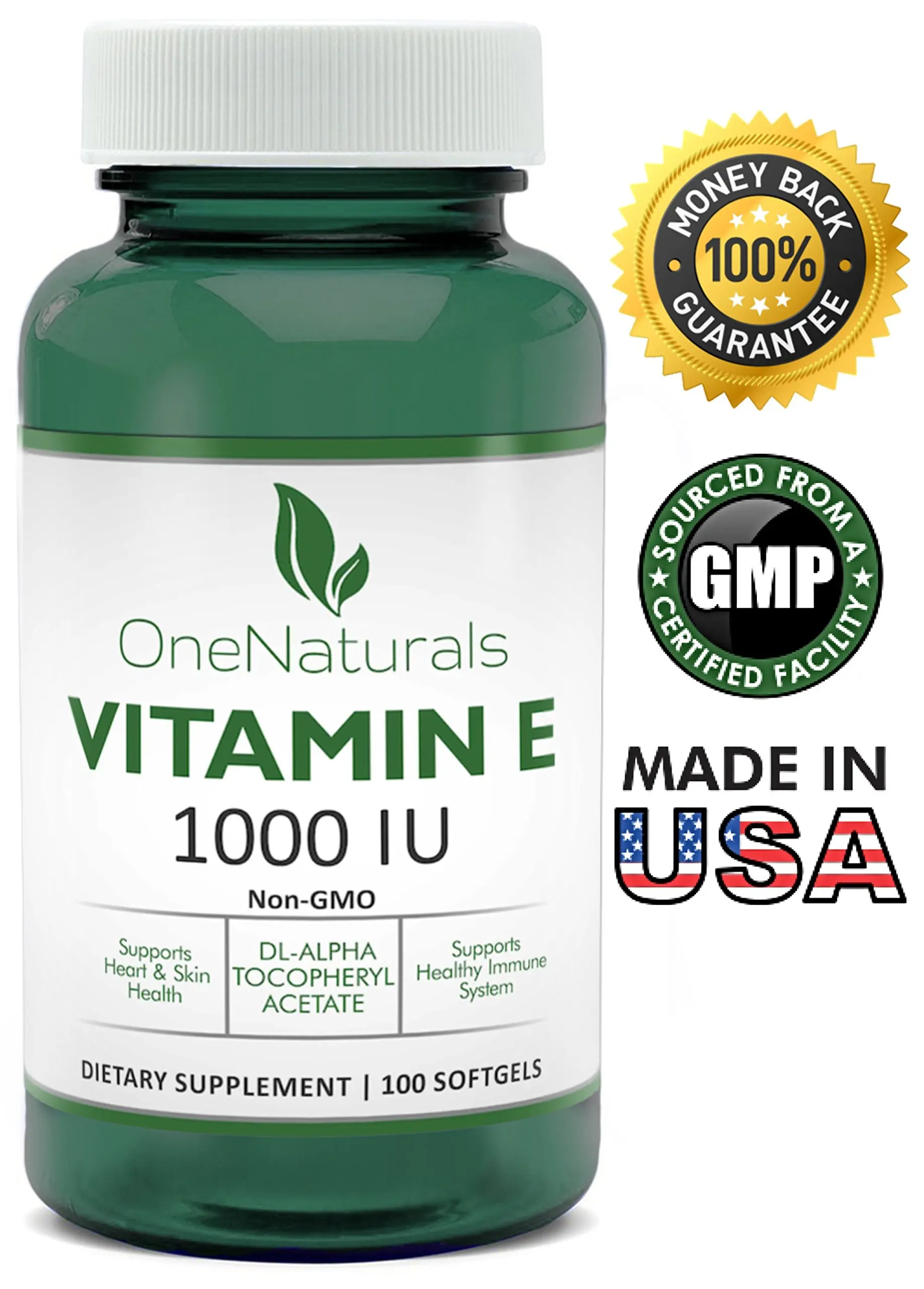 Buy OneNaturals Vitamin E 1000 IU (dl-Alpha tocopheryl acetate) - 100 ...