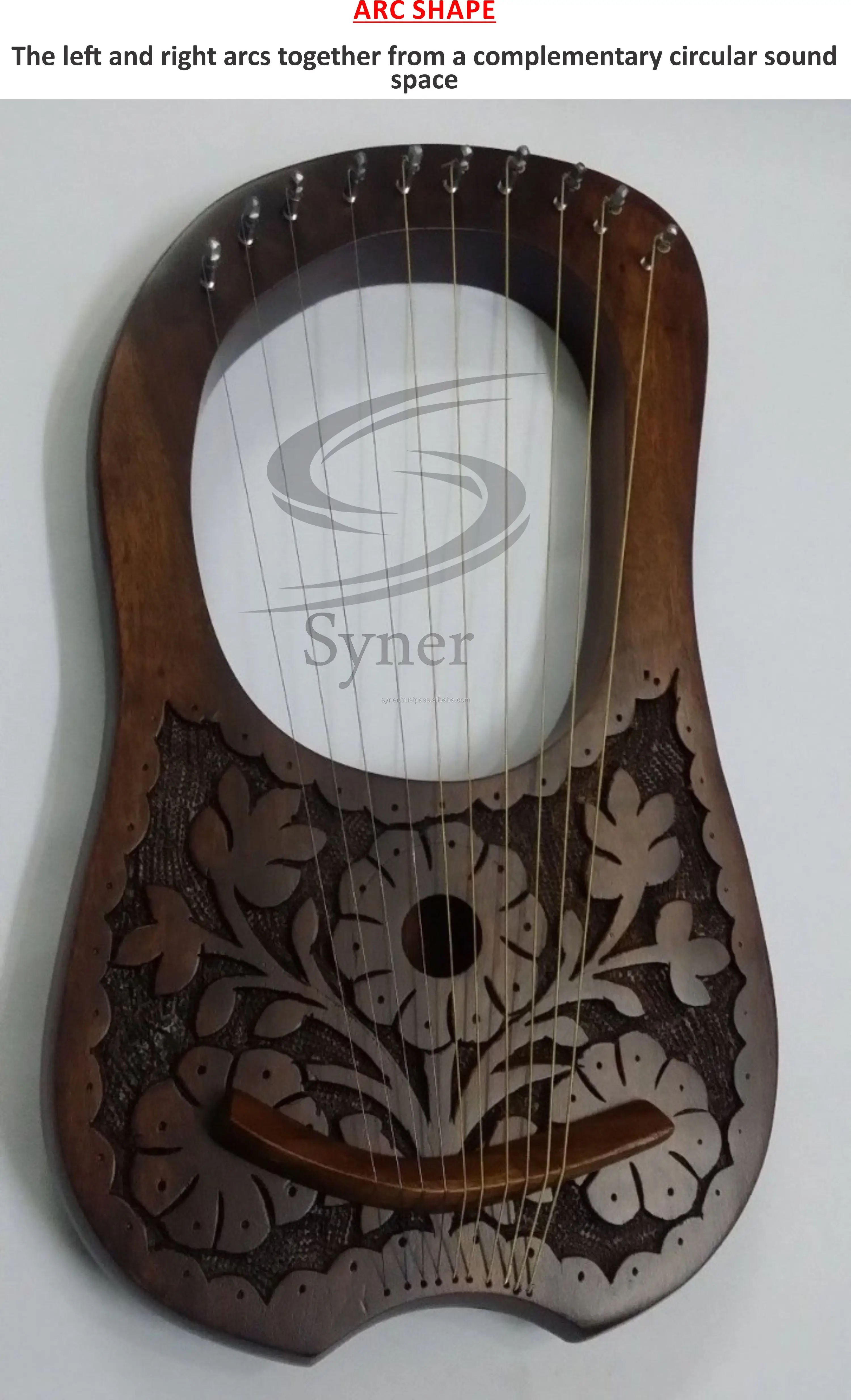 Lyre Harp 10 Strings Handmade Engraved By Rosewood And Maple Wood High 