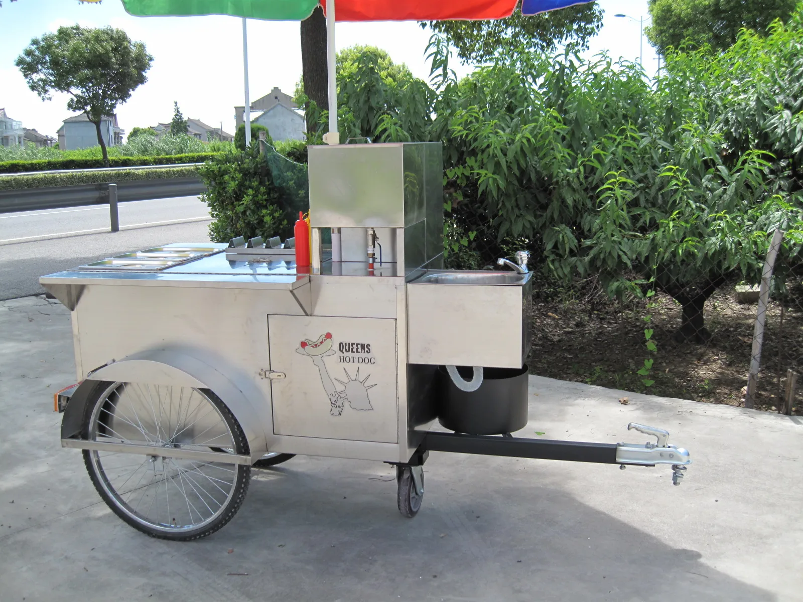 Cheap Fast Food 3 Wheel Motorcycle Commercial Outdoor Hot Dog Cart