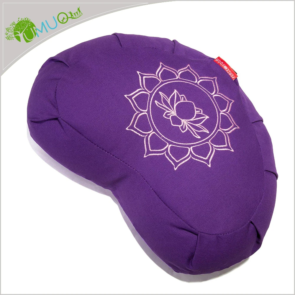 Buckwheat Filled Crescent Cotton Yoga Zafu / Meditation / Bolster