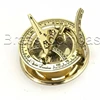 3" SOLID BRASS SUNDIAL COMPASS WITH WOODEN BOX