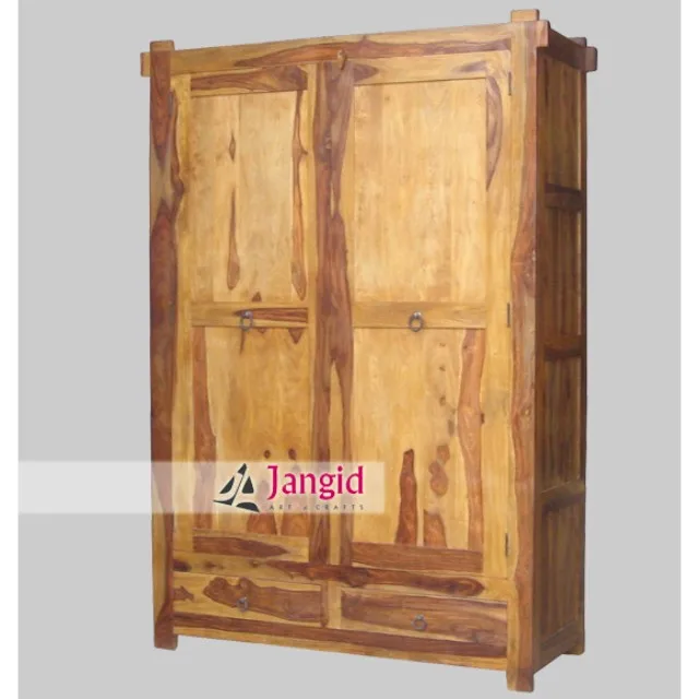 Stylish Sheesham Wood Folding Wardrobe With 2 Door View Wooden