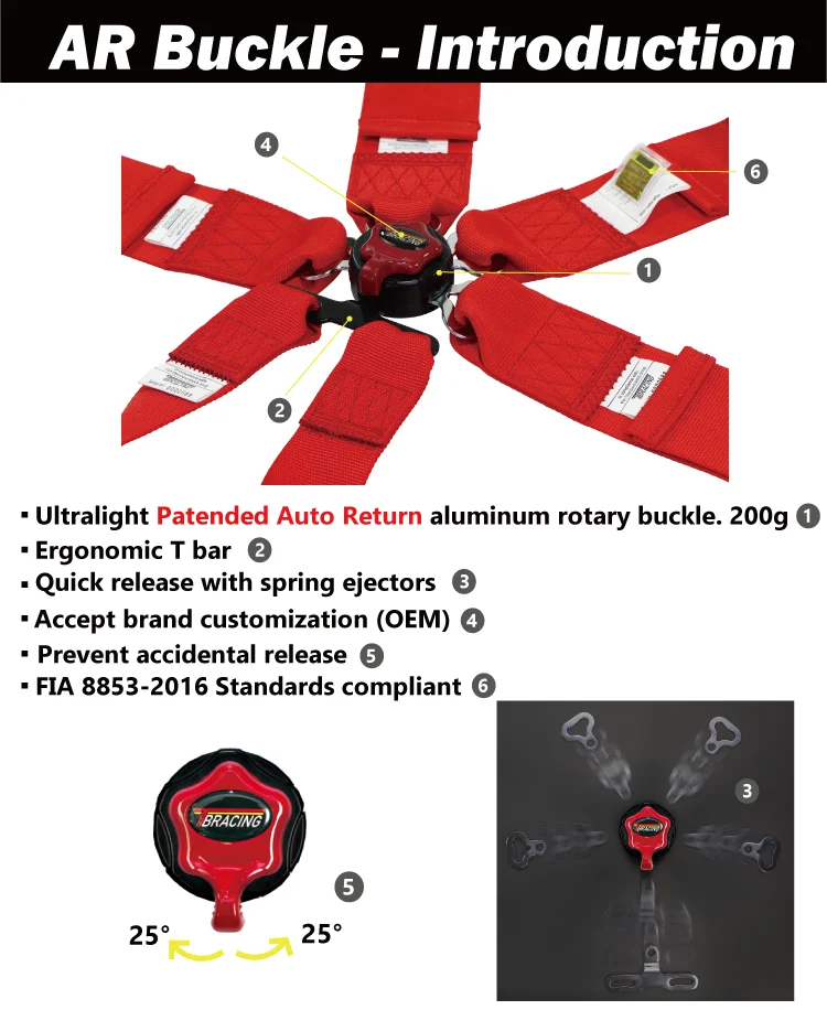 >Wholesale TBRACING 6 Points FIA 8853-2016 Safety Belt Racing Seat Belt