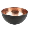 Stainless Steel Salad Bowl with Inside Copper and Outside Black Color with Hammered
