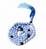 Blue Lace Agate 108 Faceted Beads Premium Long Mala Necklace