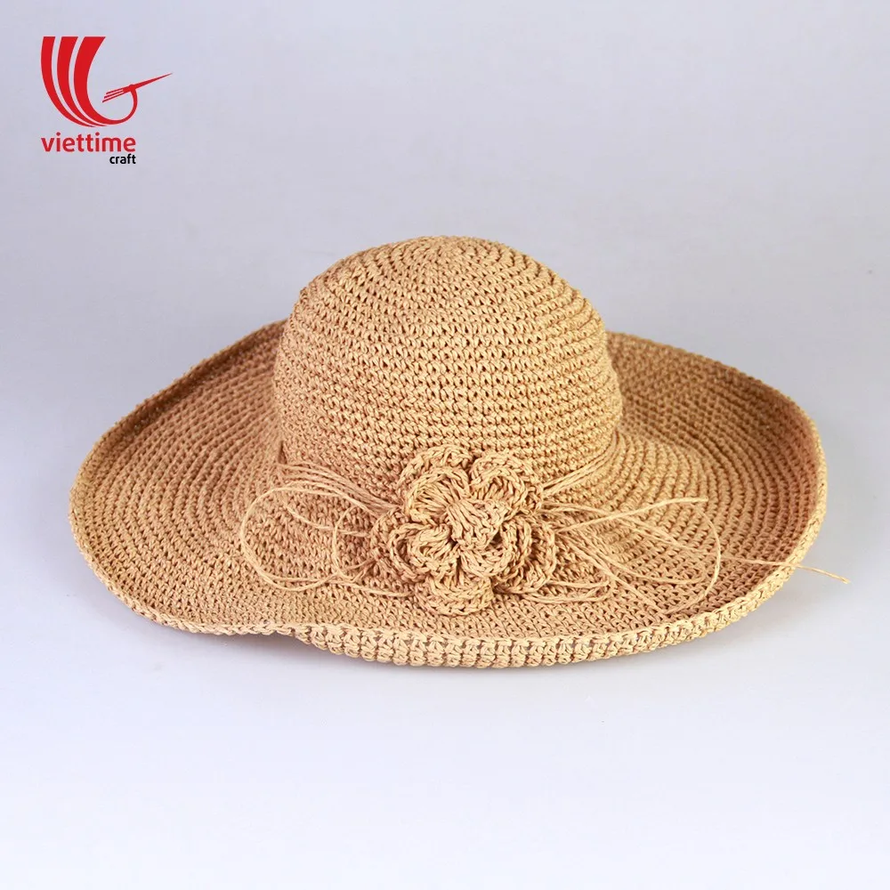 Light Brown Straw Beach Hat For Summer Wholesale/vintage Straw Beach
