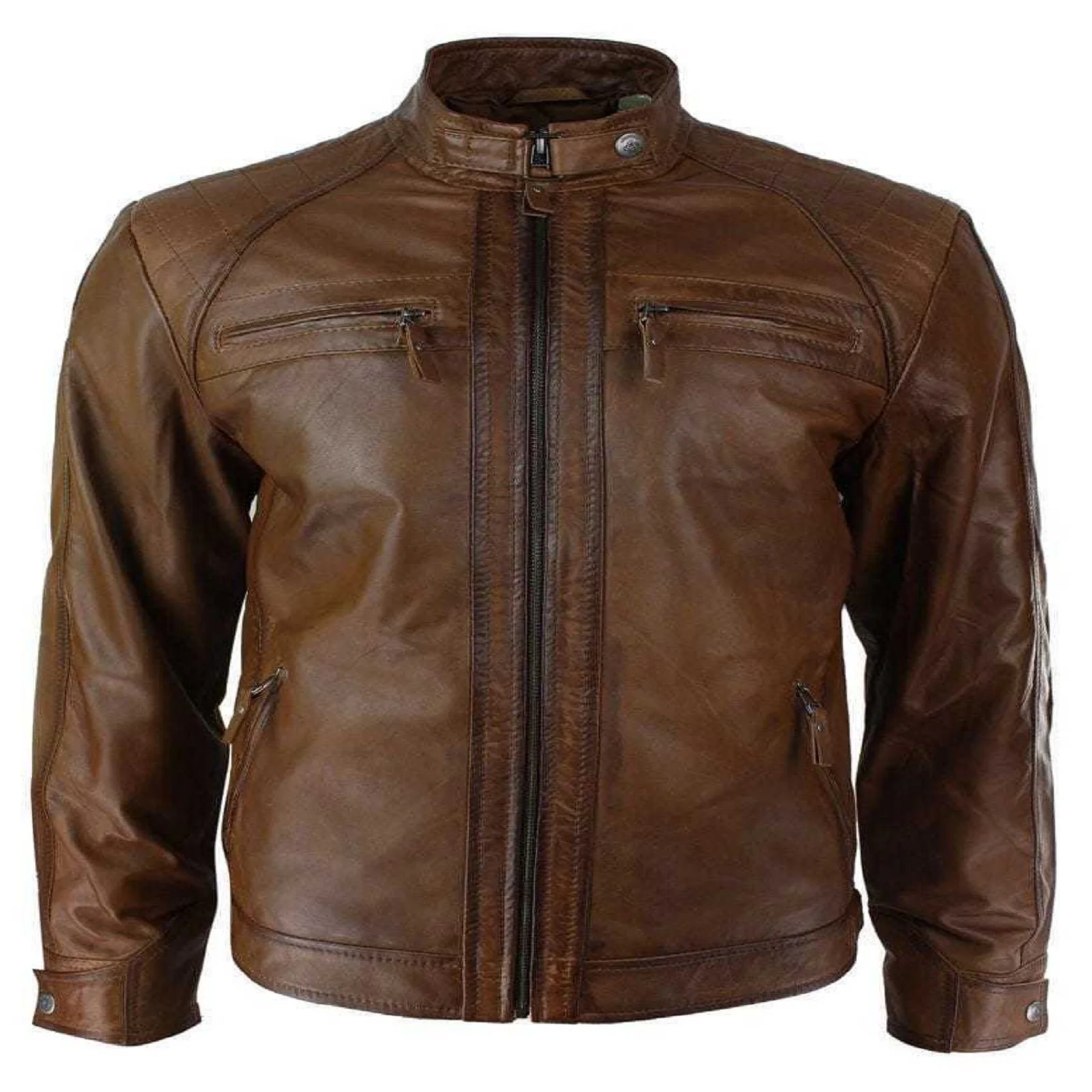 Men Genuine Sheep Leather Black Slim Fit Biker Style Jacket / Bet ...
