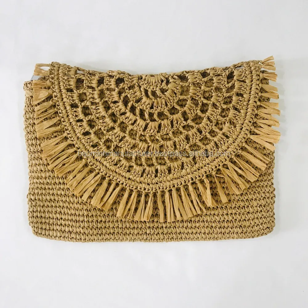 woven raffia clutch