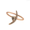 18k Rose Gold Diamond Jewelry Crescent Moon Ring