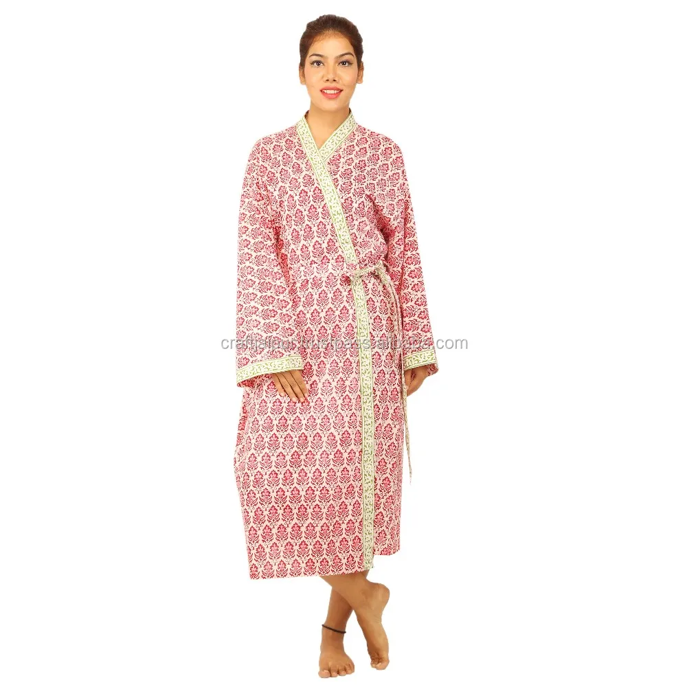 Handmade Floral Printed Indian Cotton Bathrobe For Women Buy Handmade