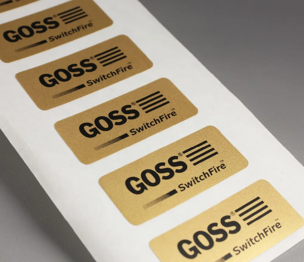custom semi gloss adhesive paper gold foil sticker label