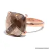 925 sterling silver Smoky Topaz Gemstone Ring prong Setting Rose vermeil