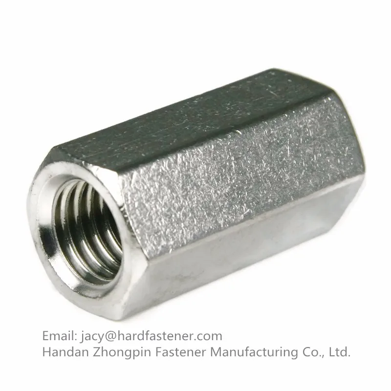 Hex Long Coupling Nut Din 6334 Carbon Steel With Zinc Plated For