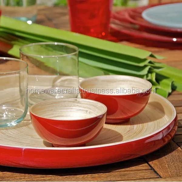 Set Of Four Pieces Small Bamboo Salad Bowls / Vietnamese Bamboo Bowl