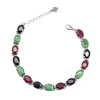 Handmade jewelry 925 sterling silver natural emerald sapphire ruby gemstone chain bracelet manufacturer