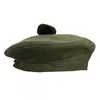 Glengarry Hat Plain Olive with Pompom