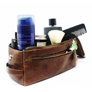 genuine leather toiletry bag