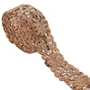 Hand Beaded Bridal Border 1 YD Trim Copper Craft Lace Mirror Work Pearl Beads