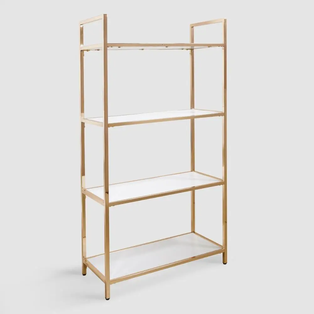 Modern White And Gold Reid Bookshelf Buy Modern Metal And Glass