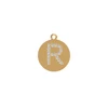 14K Yellow Gold Prong Setting R Design Initial Charm Diamond Finding Jewelry