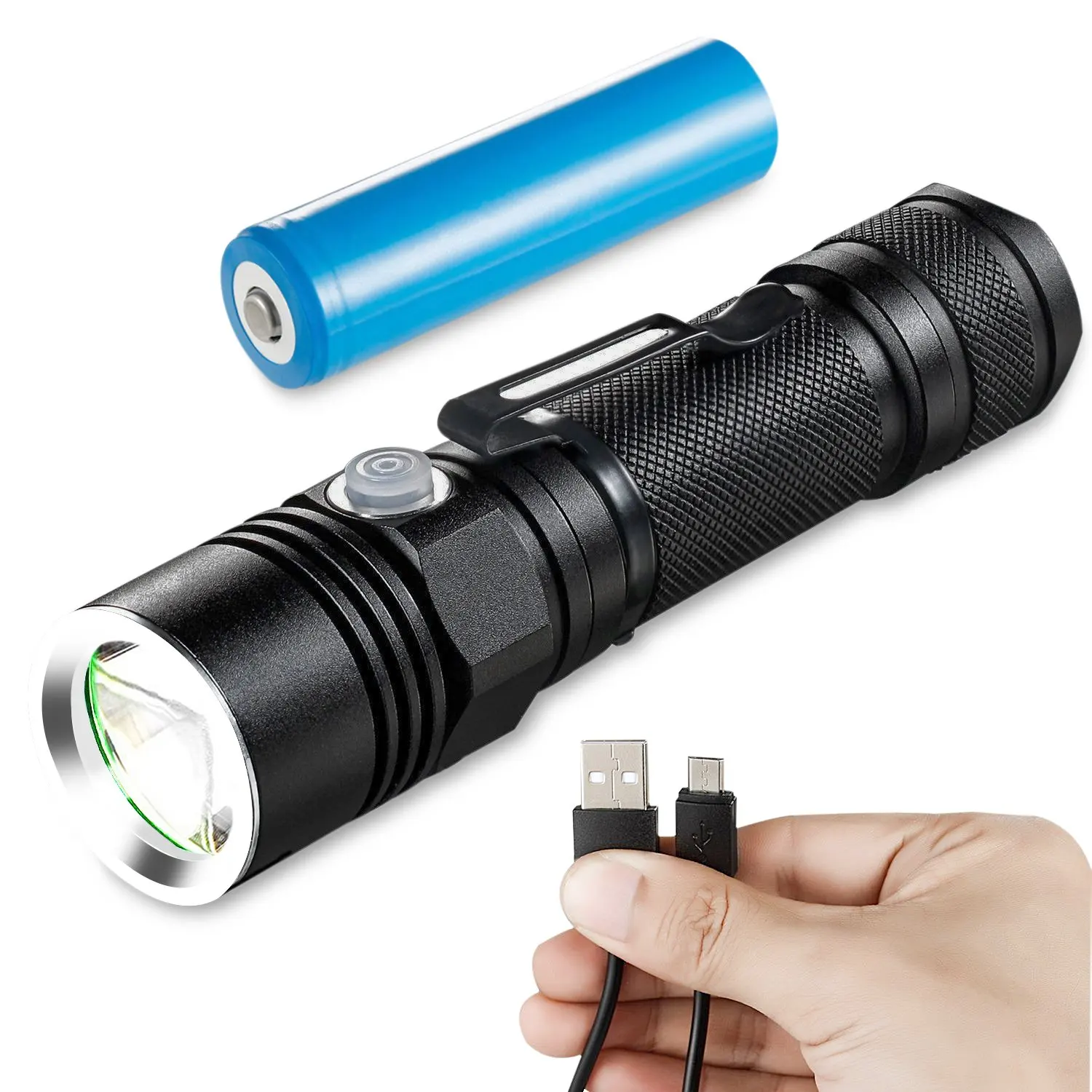 4 Modes Super Bright Torch for Outdoor Camping Rechargeable 1000 Lumens LED Flashlight Hiking Battery and USB Cable Included BOSICAN Zoomable Aluminum IP65 Waterproof Flashlight