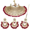 Maroon Color Padmavati Style Choker Kundan Necklace With Earring & Maang Tikka