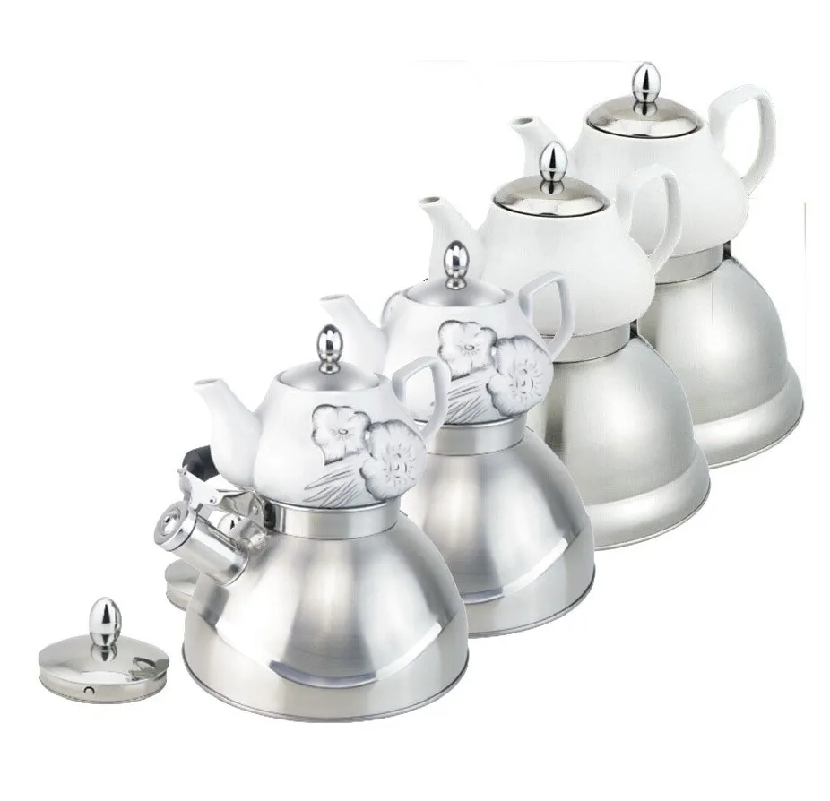 Large Stainless Steel Turkish Double Tea Kettle With 3.0l Kettle 0.7l