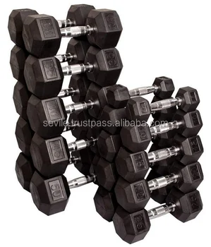 Feierdun Barbell Rubber Coated Cast Iron Hex Dumbbell With Contoured C Hex Dumbbells Chrome Cast Iron