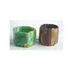 Horn and Resin Stretch Bracelets resin in green and horn in honey comb style
