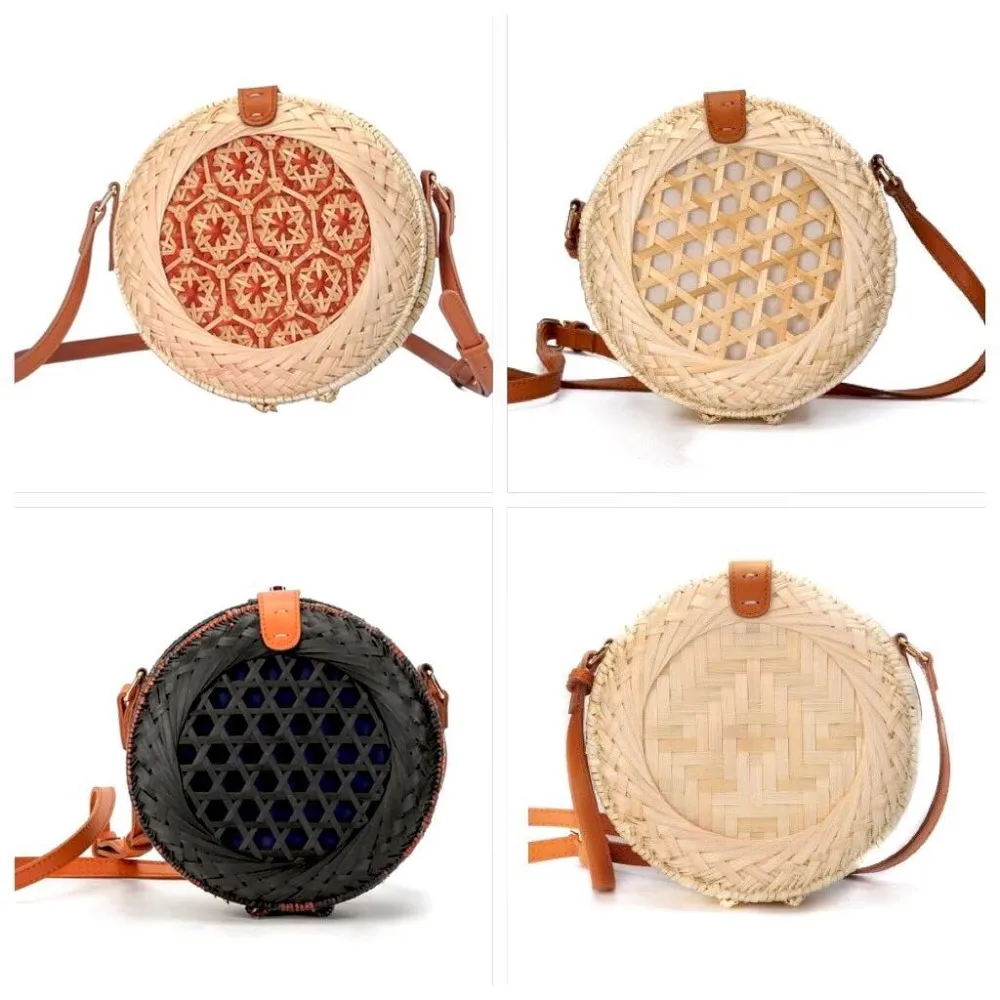 charcoal bamboo clutch handbag bamboo bag straw with handles air