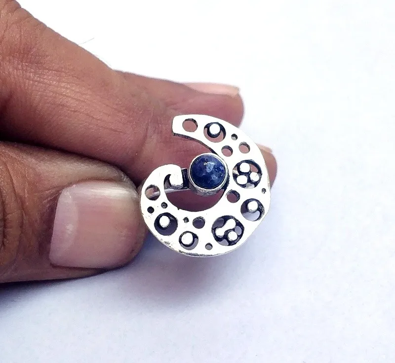 2018 可调银戒指银紫水晶石戒指手工银石戒指