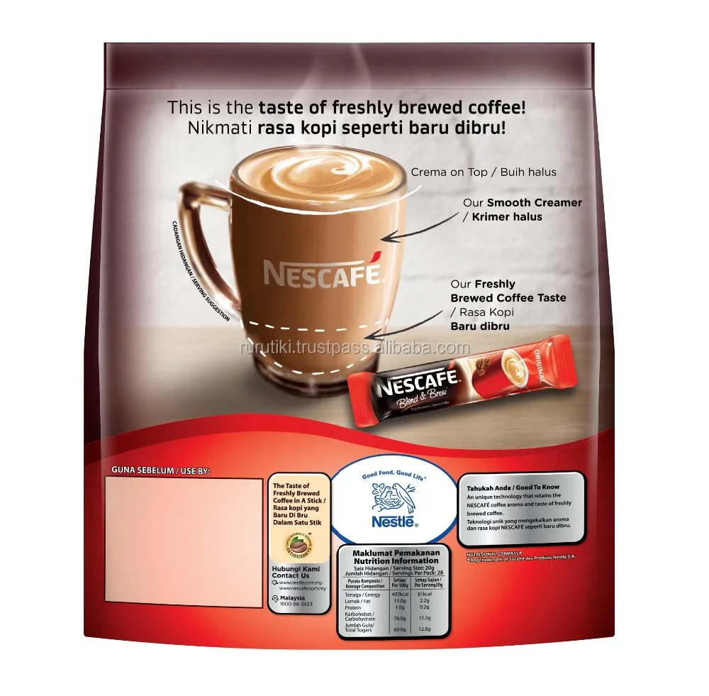 Wholesale Nestle Nescafe Original Blend And Brew 3 In 1 Instant 