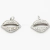 Silver Plated 15x22mm CZ Pave Setting Lip Pendant