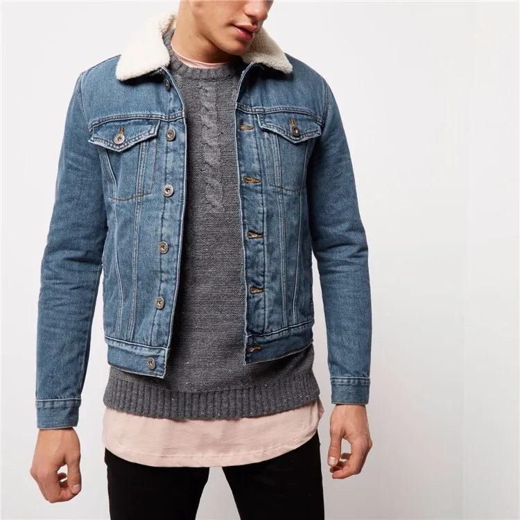 borg lined denim jacket mens