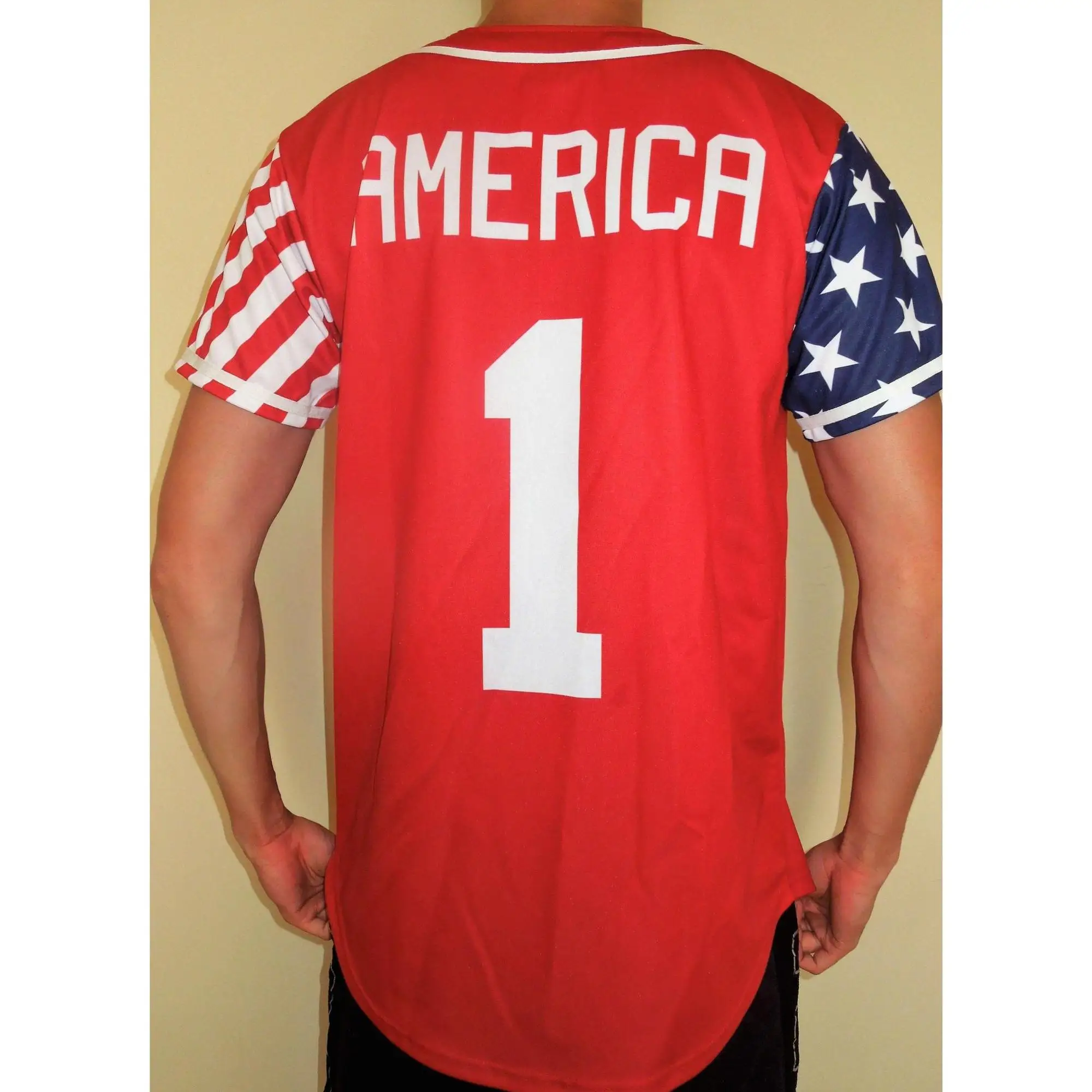 Diseño De Jersey De Béisbol Juvenil Con Bandera Estadounidense