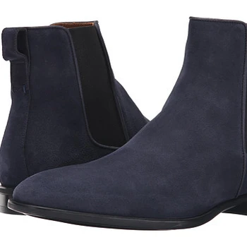navy blue leather chelsea boots