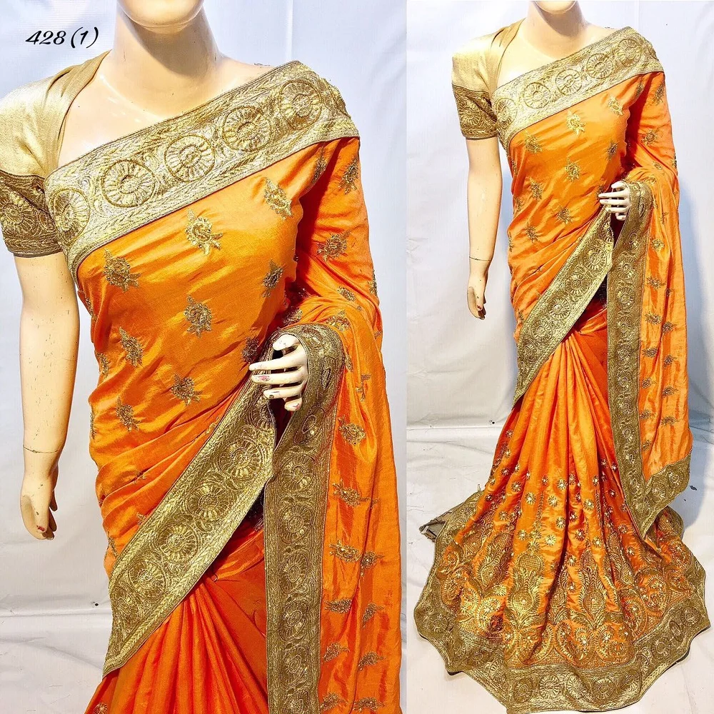 Saree Sari Heavy Embroidery Work Saree Indian Pakistani Ethnic Sari Blouse