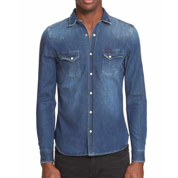 slim fit denim shirt mens