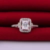 Halo Style Emerald Classic Princess Cut CZ Shape Engagement Wedding Ring 18K White Gold