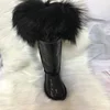 Beautiful Genuine Leather Racoon Fur boot Winter Women Snow Boots Fashion