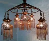 BR345 Large Handmade Brass Rings Beaded Dining Room Lampshade Chandelier