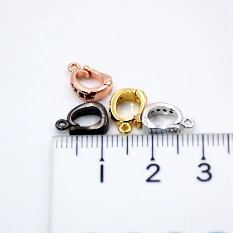 Cz Micro Pave Clasps Enhancer Simple Style Rose Gold/silver/black/ Gold