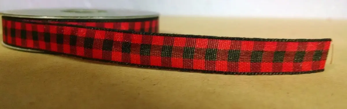 Red//Black Woodland Plaid//Check Ribbon 5yds 3//8
