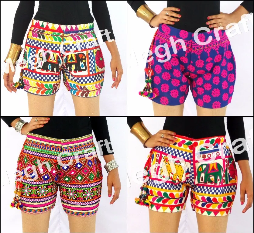 Women's Embroidered Bohemian Shorts Summer Wear Cotton Shorts