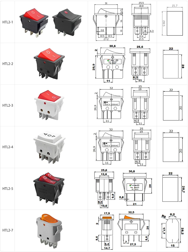 250vac 16a T85 T125 Dpdt Illuminated Rocker Switch - Buy Rocker Switch ...