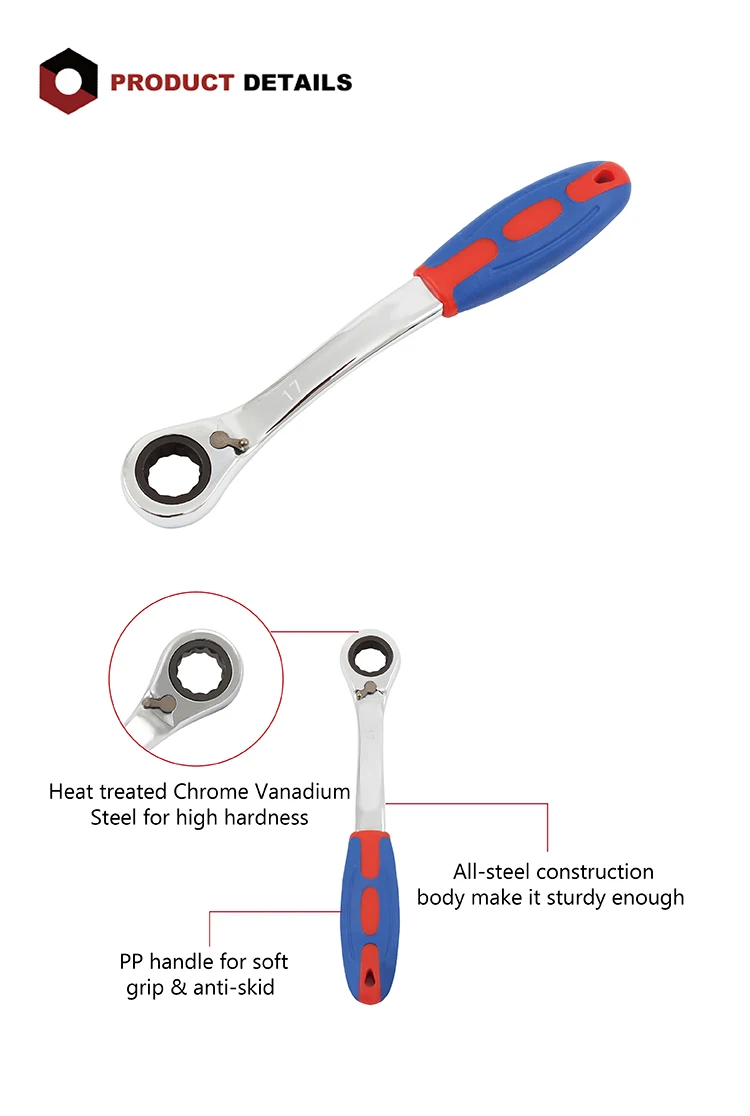 Metric 8mm - 32mm Chrome Vanadium Professional Mechanical Nut Tool Quick Release Ring Ratchet Spanner