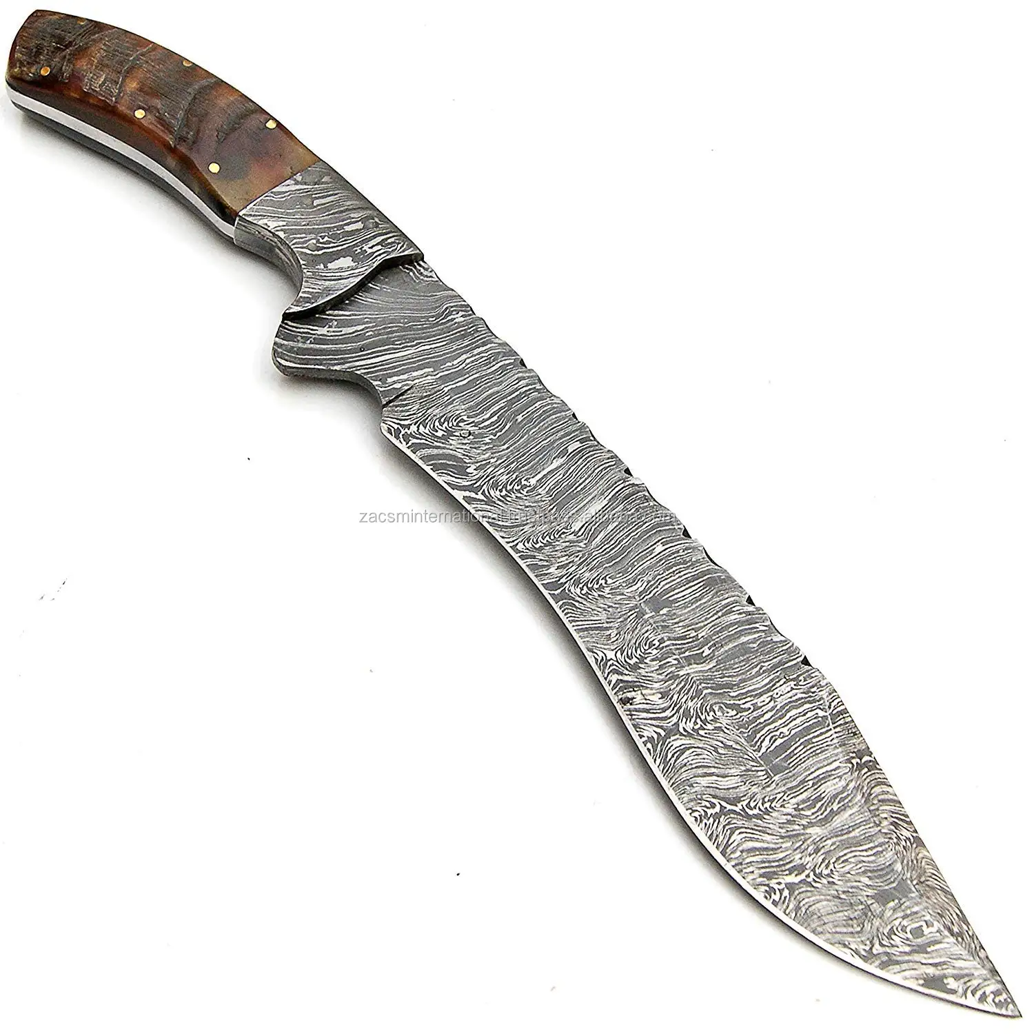 custom handmade damascus steel hunting bowie knife - hunting
