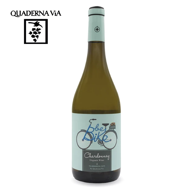 Вино с велосипедом на этикетке. Вино Quaderna via be Bike Chardonnay do Navarra, 0.75 л. Вино с осьминогом на этикетке. Вино с велосипедом.