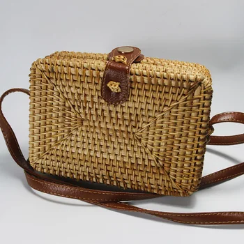 round rattan basket bag