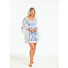 Best Material Comfortable Flowing Floral Embroidered Pattern Short Kaftan Dress Weekend Swimwear Bikini Cover Up Sexy Sundress